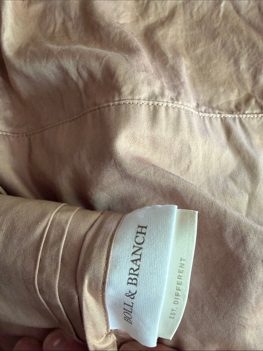 Twin XL fitted sheet   boll & branch Signature fabric — dusty pink